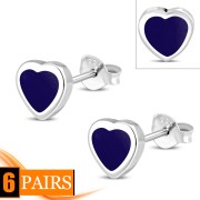 Lapiz Lazuli Heart Silver Stud Earrings, e344